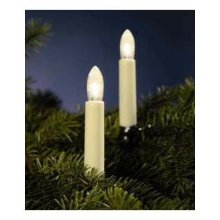  LED-Lichterkette mit 20 Riffelkerzen warm elfenbein 16,3m