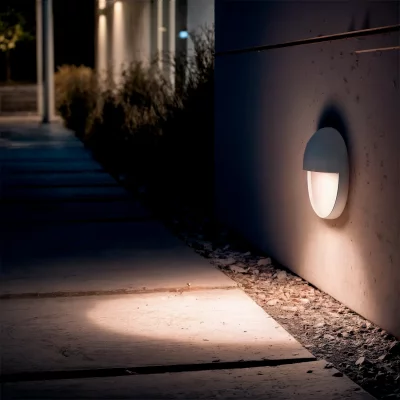 LEDKIA  Applique Murale Ext&eacute;rieure LED 3W Saillie Rond Jade 2200K - 3000K - 4000K Gris