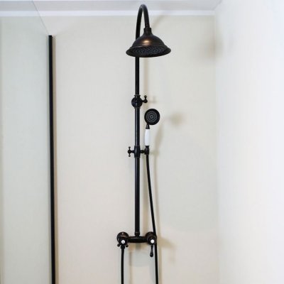 ESSEBAGNO Leeds colonne de douche r&eacute;tro noir vieilli mitigeur m&eacute;canique - Noir