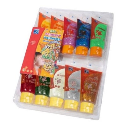 LEFRANC BOURGEOIS  - Gouache paillet&eacute;e et gel paillet&eacute; pour enfants - 10 tubes de 75ml