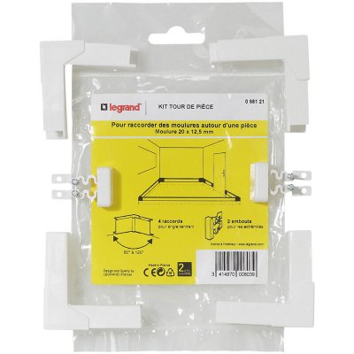LEGRAND LEG98121 kit tour de pi&egrave;ce - pour moulure 20 x 12,5 mm - 