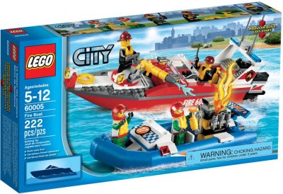 Lego city - 60005 - jeu de construction - le bateau des pompiers