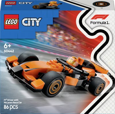 LEGO&reg; City F1&reg; Driver with McLaren Race Car Mini Vehicle Toy Playset 60442