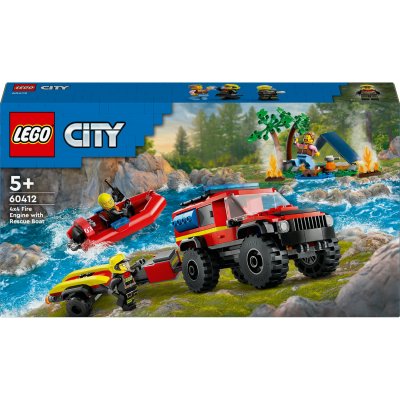 Lego City - Le Camion De Pompiers 4x4 Et Le Canot De Sauvetage - 60412