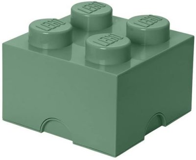 LEGO  pierre de rangement 4 plots 25 x 18 cm polypropyl&egrave;ne vert olive