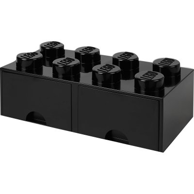 LEGO pierre de rangement avec tiroirs 8 tenons 50 x 18 cm PP noir 