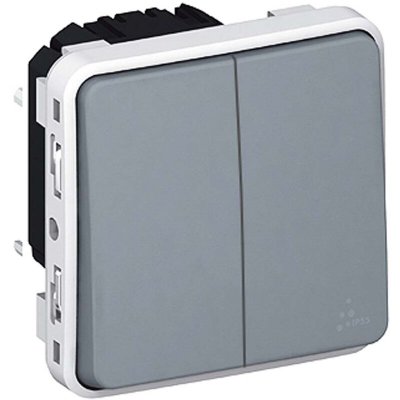LEGRAND  069925 Double Interrupteur ou Va-et-Vient Plexo, Gris