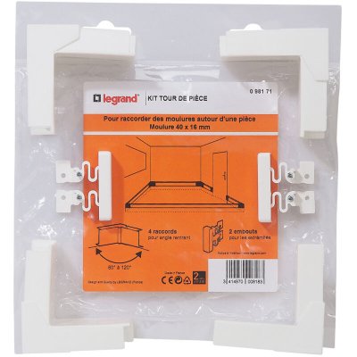 LEGRAND  098171 Kit Tour de Pi&egrave;ce pour Moulure, 40mm x 16mm, Blanc