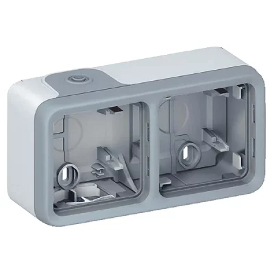 LEGRAND  Bo&icirc;tier d'encastrement 2 postes horizontal Plexo gris
