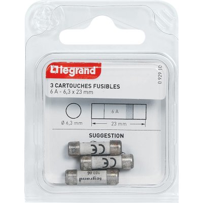 LEGRAND  Cartouche fusible pour porte-fusible sans t&eacute;moin 6A 1380W