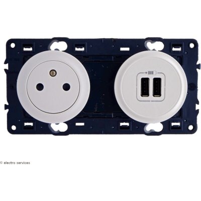 LEGRAND  - Celiane 2 p&ocirc;les + terre & USB 1500mA blanc
