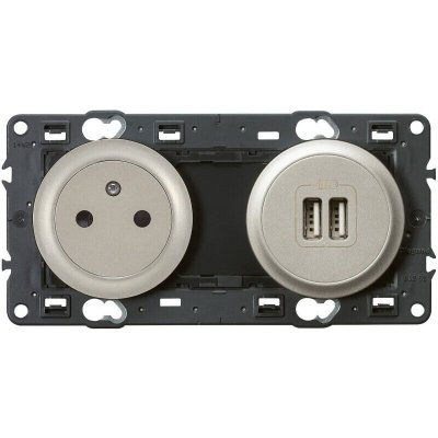 LEGRAND  - celiane 2 p&ocirc;les + terre & usb 1500ma titane 210099518