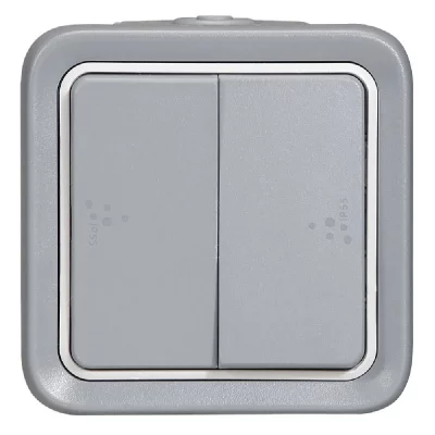 LEGRAND  - Double interrupteur ou va-et-vient Plexo apparent - Gris