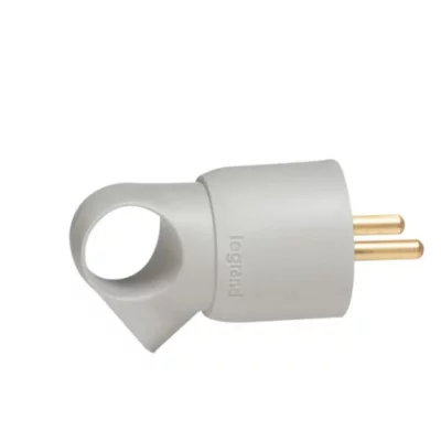 Legrand - Fiche m&acirc;le avec terre plastique Annela - avec anneau - gris