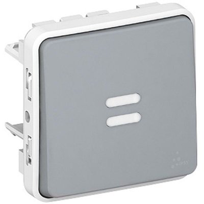LEGRAND  Interrupteur &agrave; t&eacute;moin 10A composable avec voyant Plexo gris