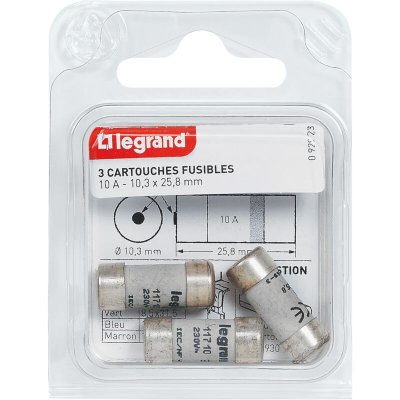 LEGRAND  Lot de 3 fusibles avec voyant - 10 A - 10.3x25.8 mm