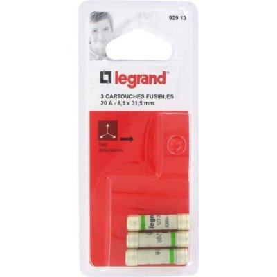 LEGRAND  Lot de 3 fusibles sans voyant - 20 A - 8.5x31 mm