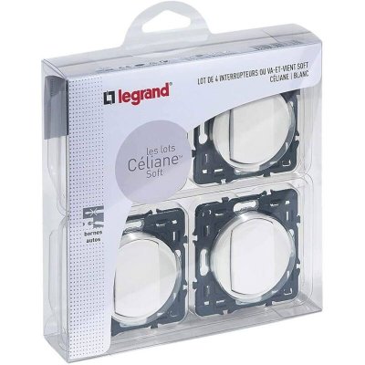 LEGRAND  - Lot de 4 interrupteurs ou va-et-vient C&eacute;liane Soft - Blanc