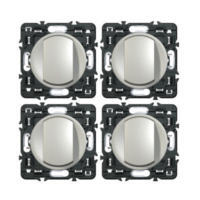 LEGRAND  - Lot de 4 interrupteurs ou va-et-vient C&eacute;liane Soft - Titane