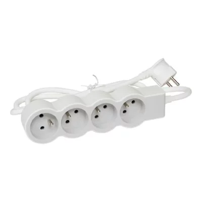 LEGRAND  Multiprise FB 4x2P+T standard 1.5m 1mm&sup2; - Blanc et gris