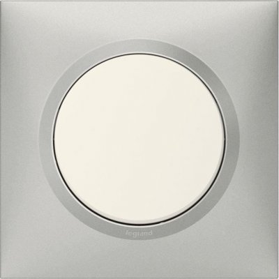 LEGRAND  - Plaque carr&eacute;e dooxie 1 poste finition effet aluminium mat