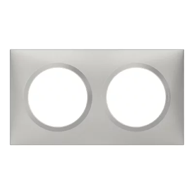 LEGRAND  - Plaque carr&eacute;e dooxie 2 postes finition effet aluminium mat