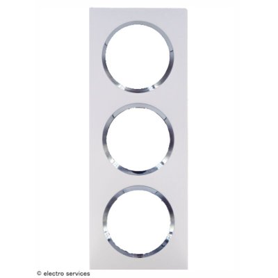 LEGRAND  - Plaque carr&eacute;e Dooxie - Blanc - Bague chrome - 3 postes