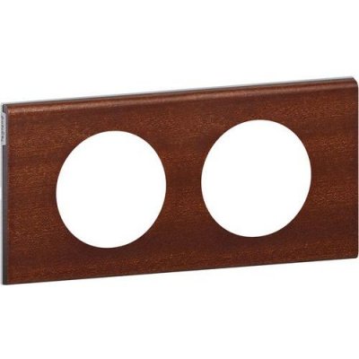 LEGRAND  Plaque C&eacute;liane finition acajou pour 2 postes - Marron acajou
