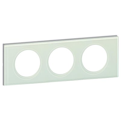 LEGRAND  - Plaque de finition C&eacute;liane - Mati&egrave;re Verre Kaolin - 3 postes