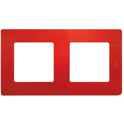 LEGRAND  plaque laqu&eacute;e 2 postes nilo&eacute; rouge finition coquelicot