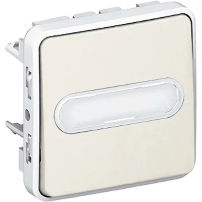 LEGRAND  - Poussoir porte-&eacute;tiquette lumineux (voyant fourni) Plexo - Blanc