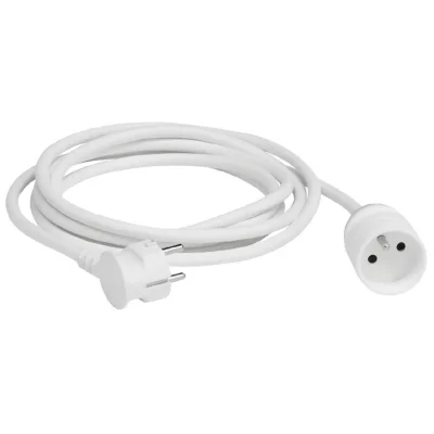 LEGRAND  - Rallonge pour une fiche avec terre - plastique - 10m - Blanc