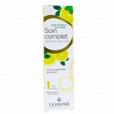 LEHNING  Dentifrice naturel, soin complet dents & gencives, citron, 80g