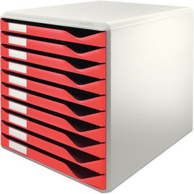 LEITZ  A4 Bloc de Classement, 10 Tiroirs, Rouge, Form Set, 52810025