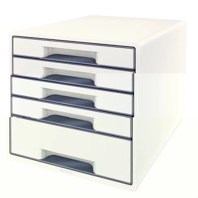LEITZ  Bloc de classement WOW CUBE, 5 tiroirs, blanc/gris