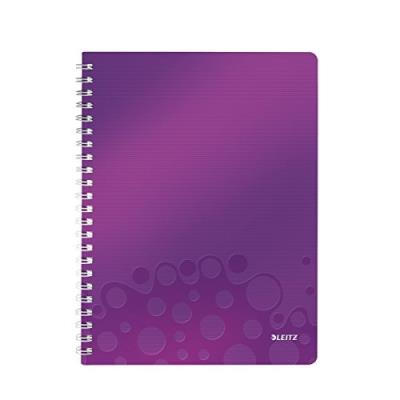 LEITZ  Cahier &agrave; spirales WOW, 160 pages d&eacute;tachables A4, PP, violet - Lot de 2
