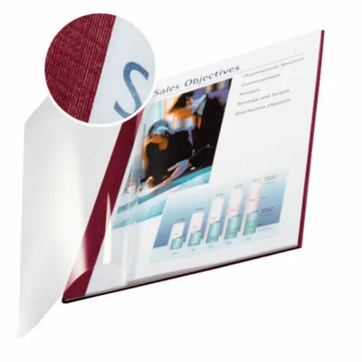 LEITZ  Chemises Souples, Lot de 10, Dos 3,5 mm, Bordeaux, ImpressBIND, 73980028