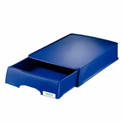 LEITZ  Corbeille &agrave; Courrier A4 avec Tiroir, Bleu, Plus, 52100035