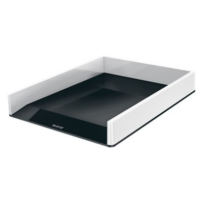 LEITZ  Corbeille &agrave; Courrier A4, Blanc/Noir, WOW, 53611095