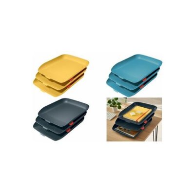 LEITZ  Corbeille &agrave; Courrier A4, Lot de 3, Cosy, Gris, 53582089