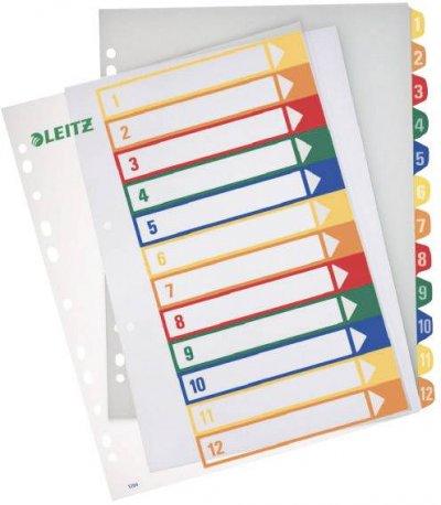 LEITZ  Intercalaires en plastique, num&eacute;rot&eacute;, format A4 extra - Lot de 2