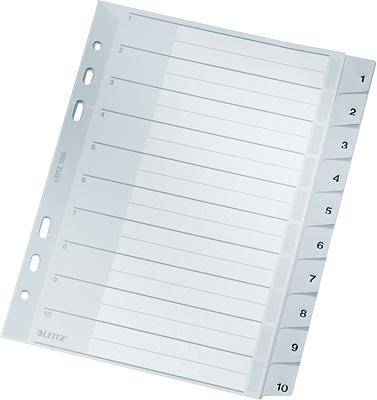 LEITZ  Intercalaires en plastique, num&eacute;rot&eacute;, format A5,1-10 - Lot de 5