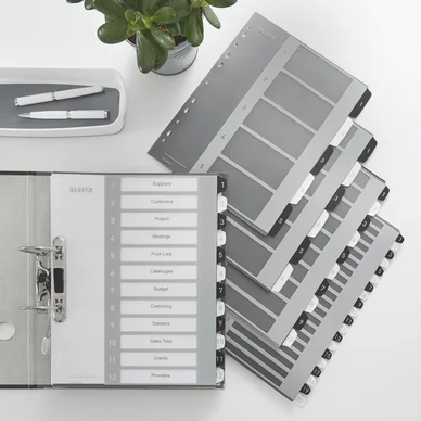LEITZ  Intercalaires en plastique WOW, num&eacute;rot&eacute;, 1-12 - Lot de 2