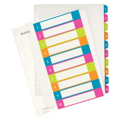 LEITZ  Intercalaires en plastique WOW, num&eacute;rot&eacute;, A4, 1-10 - Lot de 3