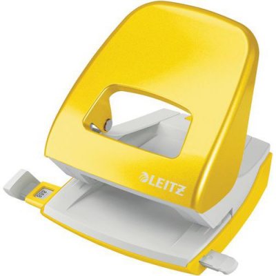 LEITZ  Perforateur 2 trous de bureau WOW, 3 mm/30 feuilles, Jaune m&eacute;tallis&eacute;