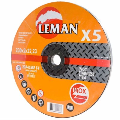 LEMAN  04307 Lot de 5 Disques fins &agrave; tron&ccedil;onner en Fer &oslash; 230 mm