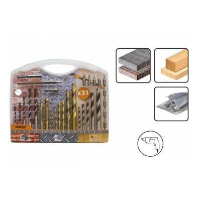 LEMAN  - Coffret 31 pi&egrave;ces de forets bois / b&eacute;ton / m&eacute;tal - 808.000.31