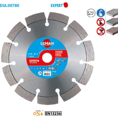 LEMAN  - Disque Diamant Segments &agrave; Rainurer B&eacute;ton 125x22,23 Ht 12