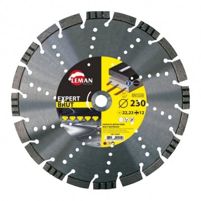 LEMAN  - Disque Diamant Segments Asphalte, B&eacute;ton Arm&eacute; 230x22,23 Ht 12