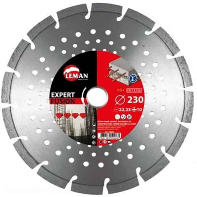 LEMAN  - Disque Diamant Segments B&eacute;ton Arm&eacute;, Acier 230x22,23 Ht 10